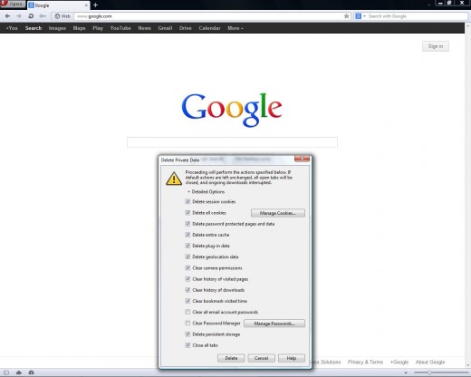 Deleting your search history and more can be done with Opera's "Delete Private Data" option.