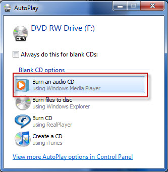 windows media player burn dvd not data disc