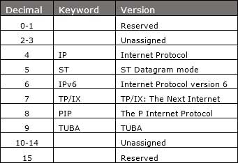IPv6 Version Table
