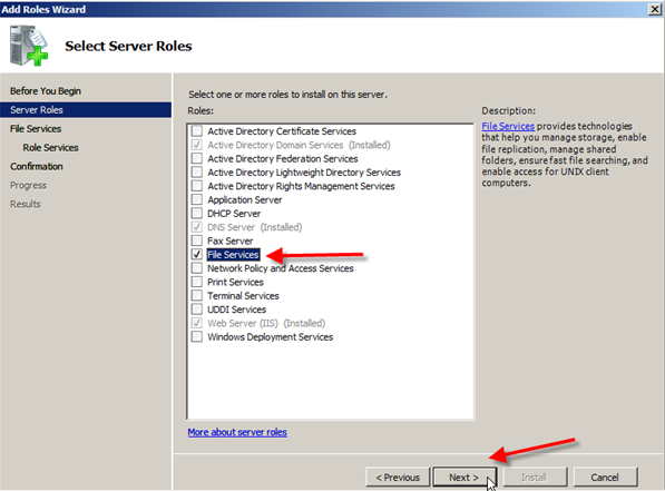 Server 2008: Installing Distributed File System (DFS) - 2