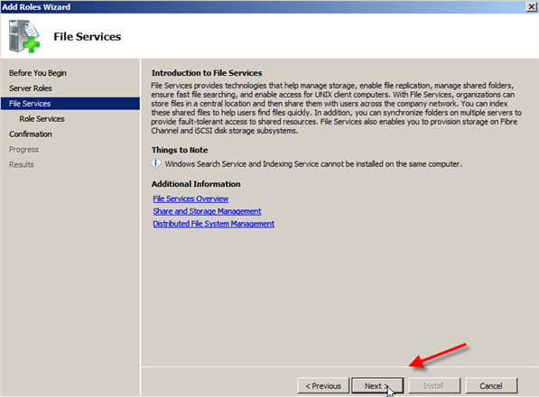 Server 2008: Installing Distributed File System (DFS) - 3