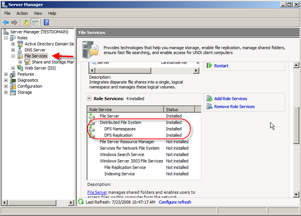 Server 2008: Installing Distributed File System (DFS) - 8